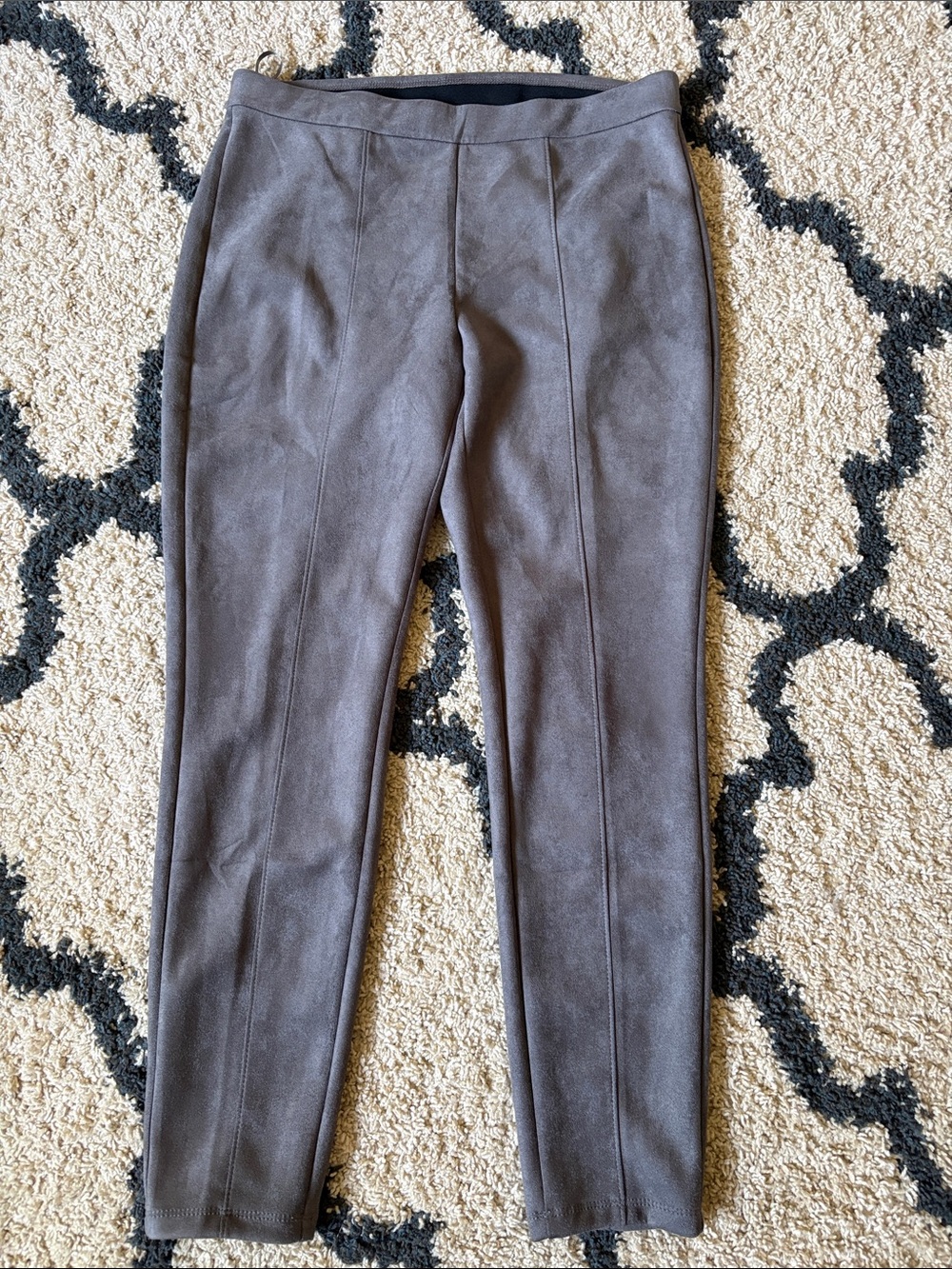 White House Black Market Gray Runway Faux Suede Leggings
